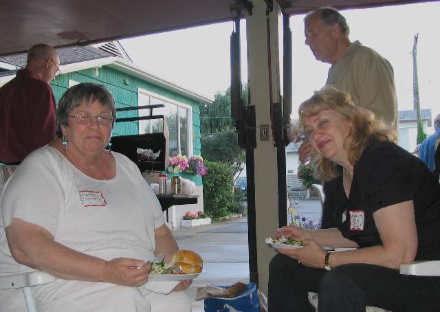 Kerri Colquhoun, Laurie (Bell) Scott
   (Background:  Brian Ross, Wayne Montgomery) :: Click image to download full-sized image