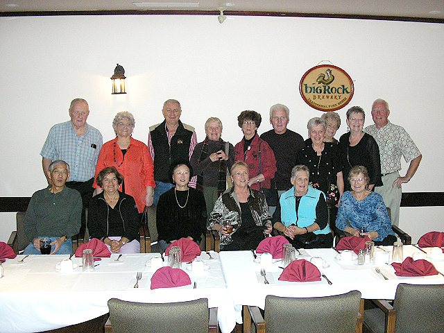 Committee Windup Dinner - October 19, 2006-Back Row - Meredith Scott, Marilyn Bedard, Dave Low, Margaret Ann Wyse, Rae McMorran, James Brennan, Bonnie Smith, Myra Muir, Louise Sponaugle, Doug Smith.  Front Row - Norio Sakaki, Muriel Wyricimaga, Marie Yasui, Joan Wyse, Ruth Stokstad, Velma Thompson
