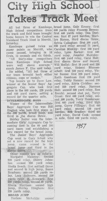 City High School Takes Track Meet - 1957