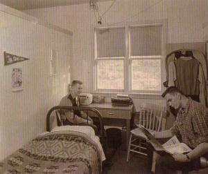 Gerald 'Spot' Ingleby and Bob Gillis - typical room at the dorm