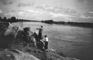 Barb and Kay on the banks of the Rhine in Holland